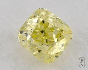 This cushion modified cut 0.29 carat Fancy Yellow color vs2 clarity has a diamond grading report from GIA